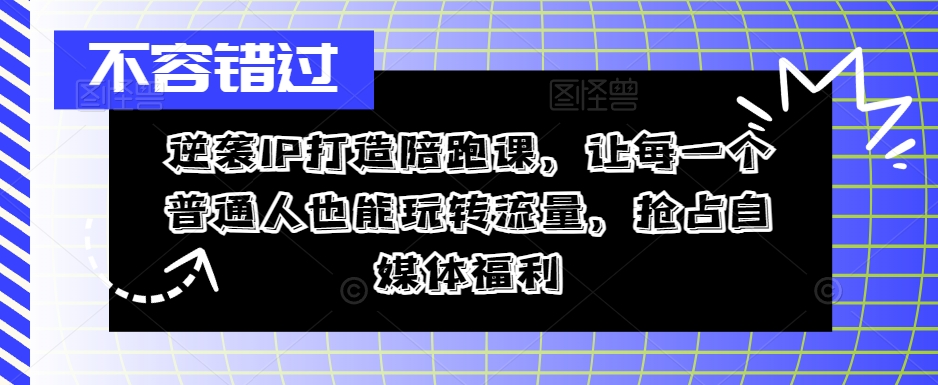 逆袭IP打造陪跑课，让每一个普通人也能玩转流量，抢占自媒体福利-吾爱学吧