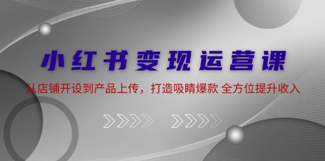 小红书变现运营课：从店铺开设到产品上传，打造吸睛爆款 全方位提升收入-吾爱学吧