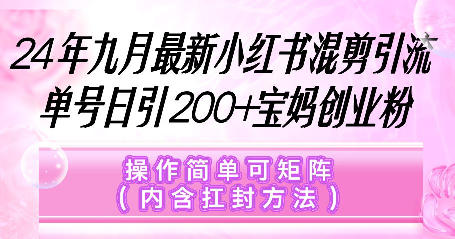 （12530期）小红书混剪引流，单号日引200+宝妈创业粉，操作简单可矩阵（内含扛封…-吾爱学吧